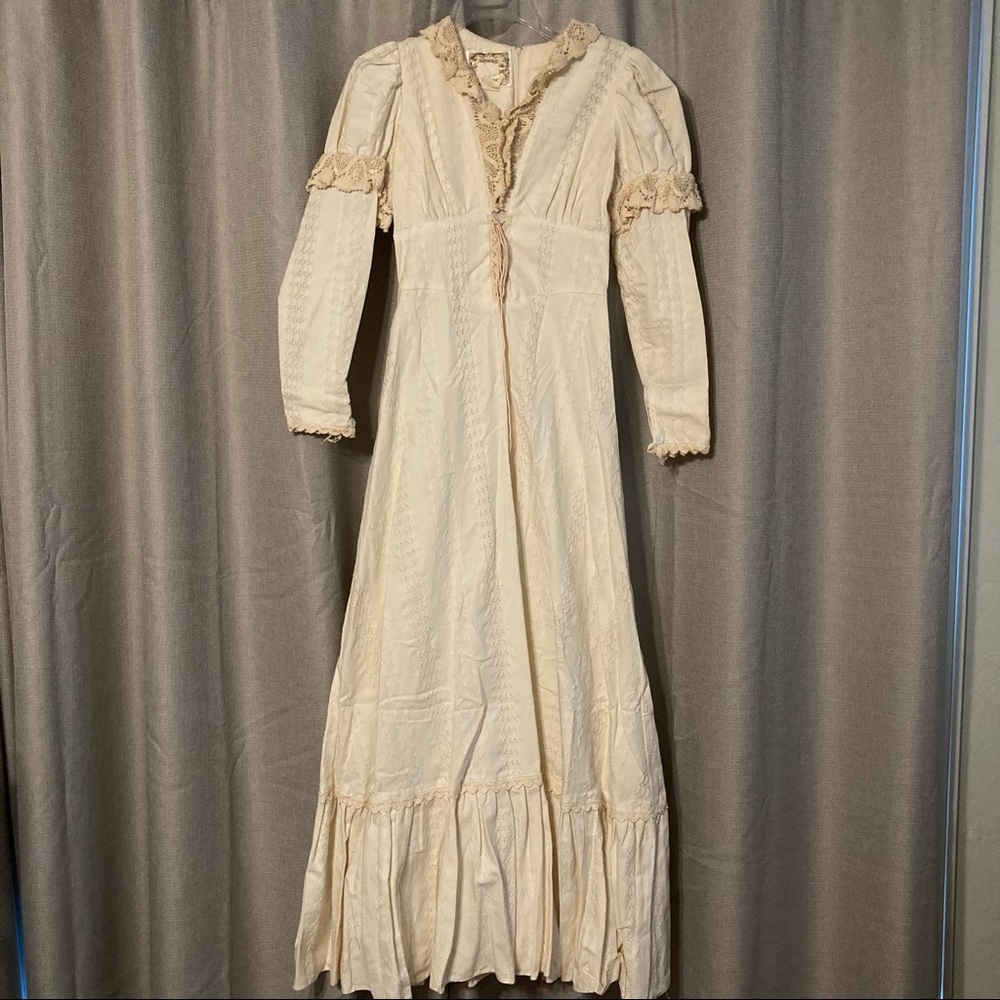 Vintage Gunne Sax Cream Corset Front Maxi